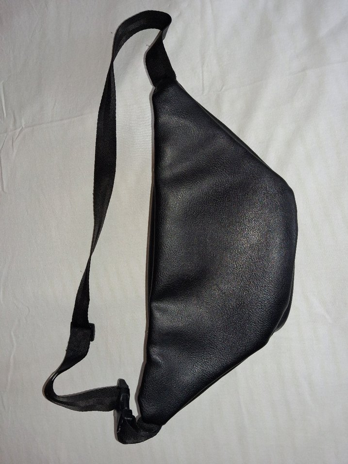 Siyah Nakışlı Deri Biker Bel Çantası - Görsel 5