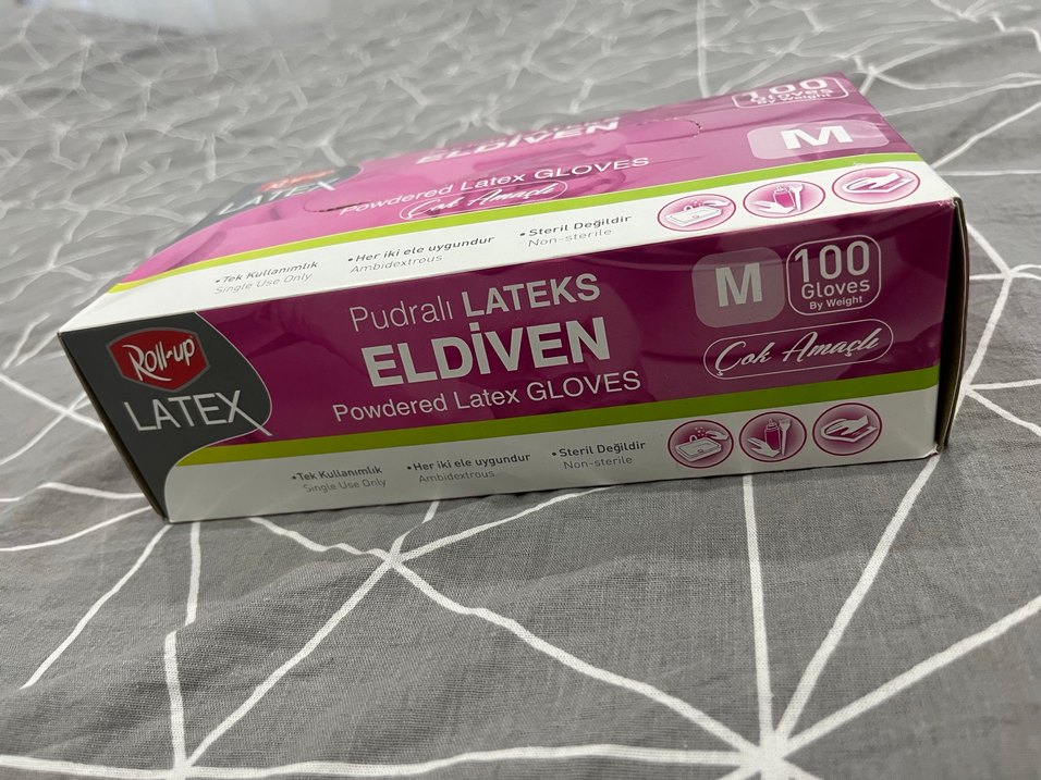 Pudralı Orta Boy Pembe Lateks Eldiven - Görsel 2