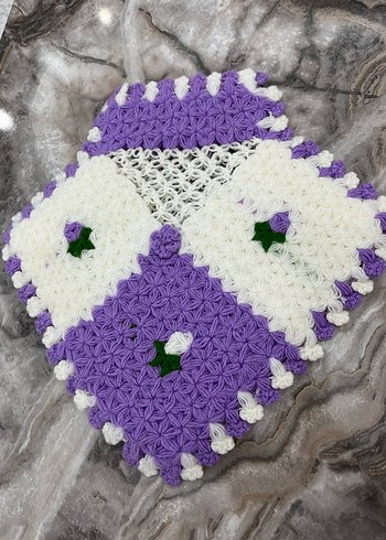 Mor ve Beyaz Örgü Banyo Süngeri - Görsel 2