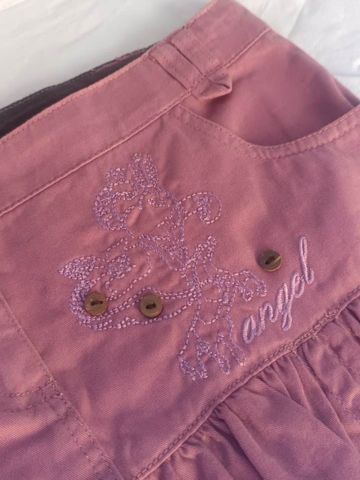 Düğmeli Pembe Nakışlı Etek - Görsel 2