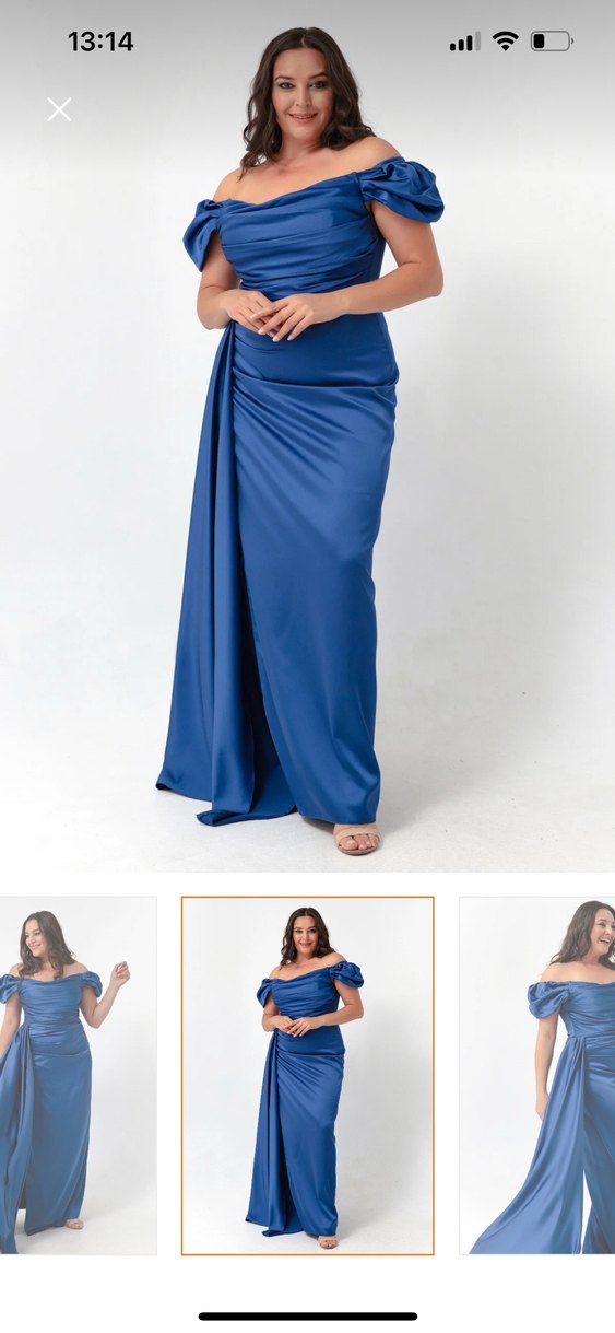 Mavi Drapeli Uzun Abiye Elbise - Görsel 2