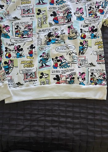 10 Yaş Beden çeşitli Renk Mickey Mouse Baskılı Pamuklu Kız Sweatshirt