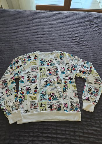 10 Yaş Beden Mickey Mouse Baskılı Pamuklu Kız Sweatshirt