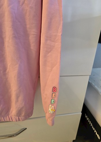 10 Yaş Beden Kız Çocuk Pembe Baskılı Sweatshirt