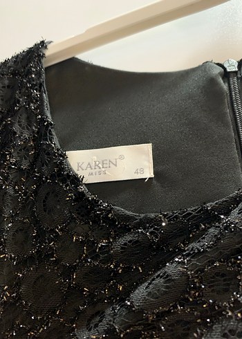 Siyah Dantel İşlemeli Midi Kadın Abiye Elbise - Görsel 3