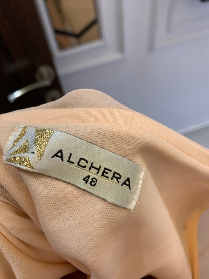 Bej Midi Drapeli Straplez Abiye Elbise - Görsel 4