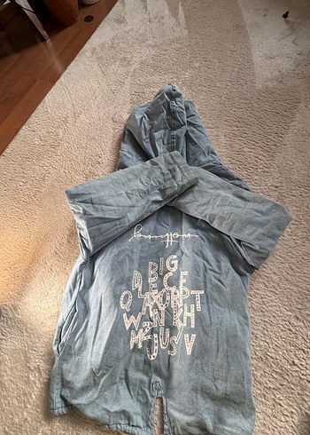 m Beden mavi Renk Kapüşonlu Peluş Detaylı Mavi Denim Ceket