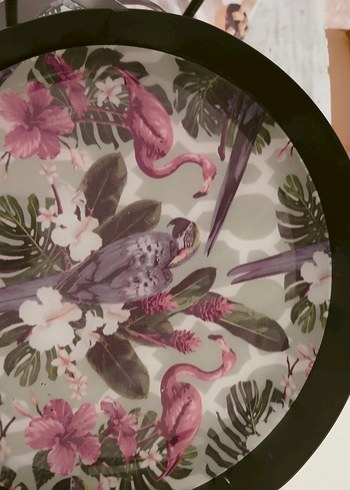 Bohem Gri Desenli Metal Tepsi - Görsel 2