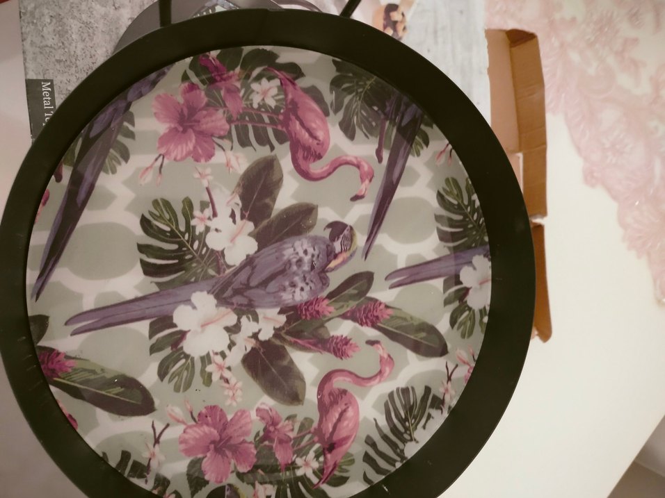 Bohem Gri Desenli Metal Tepsi - Görsel 2