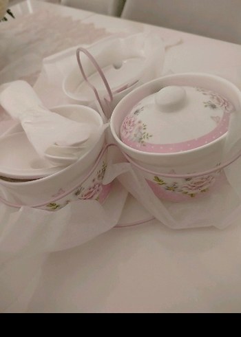 Pembe Çiçek Desenli Pastel Baharat Takımı - Görsel 4