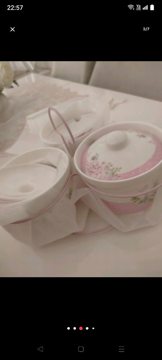 Pembe Çiçek Desenli Pastel Baharat Takımı - Görsel 3