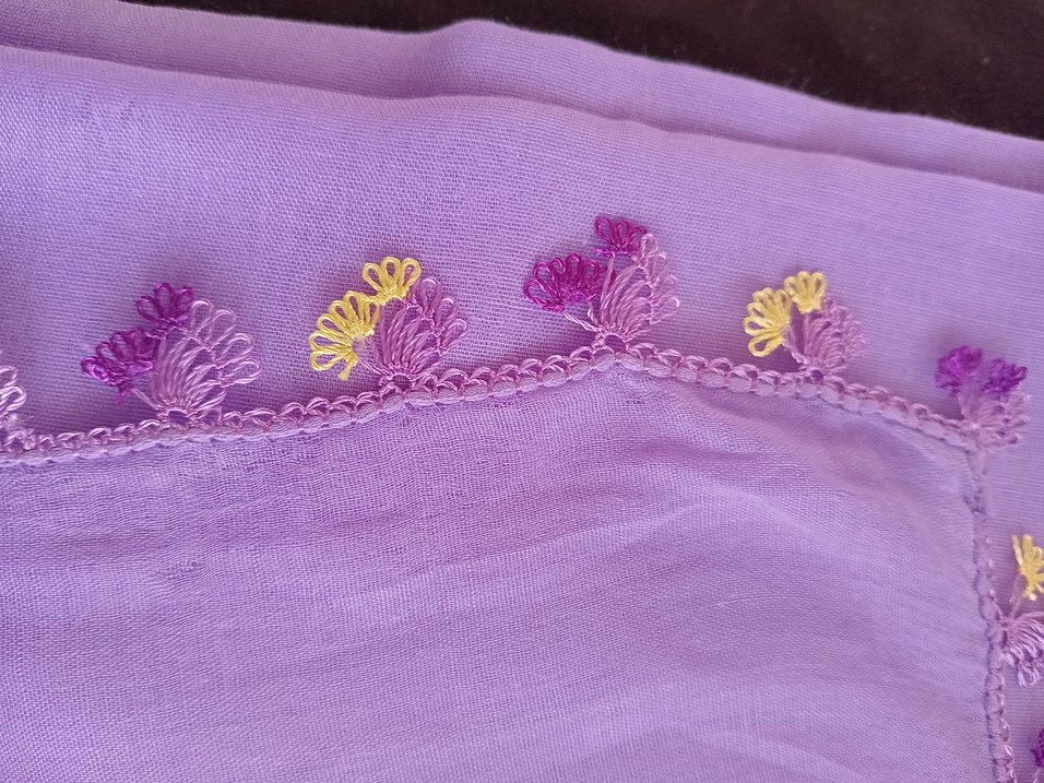 Renkli Fırfırlı Mor Kadın Fular - Görsel 3