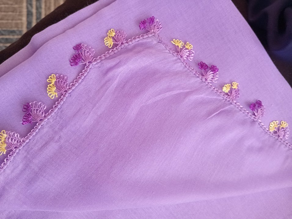 Renkli Fırfırlı Mor Kadın Fular - Görsel 2