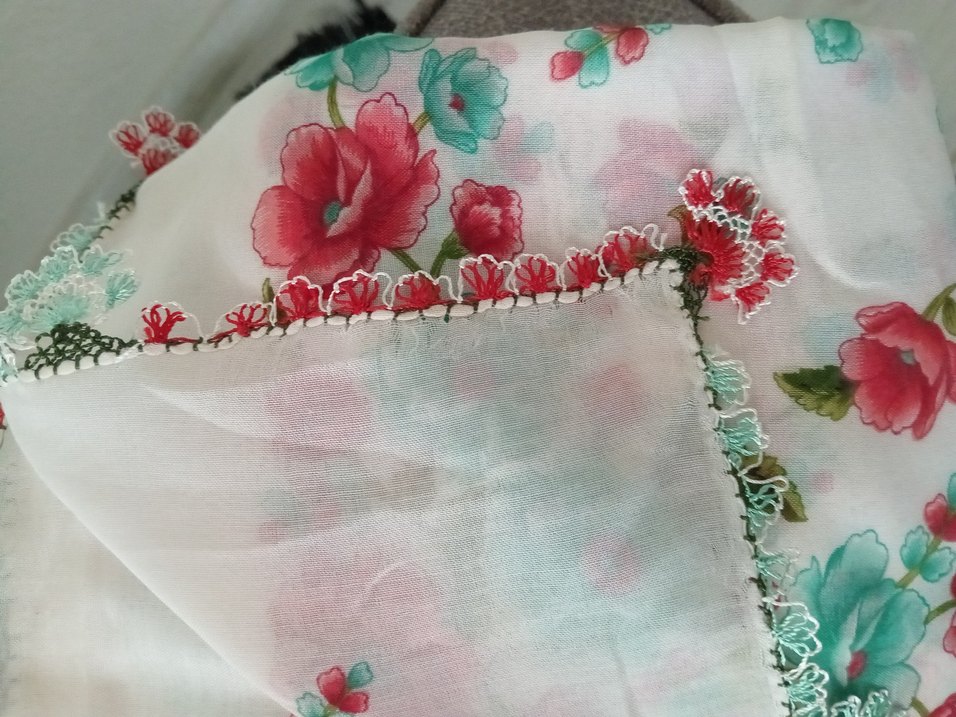 Renkli Dantelli Kadın Eşarp .Adet fiyatidir. - Görsel 2