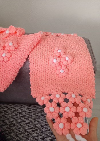 Pembe Nakışlı Örgü lif - Görsel 2