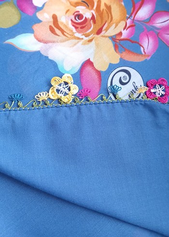 Renkli Fırfırlı Mavi Etnik Kadın yazma - Görsel 2