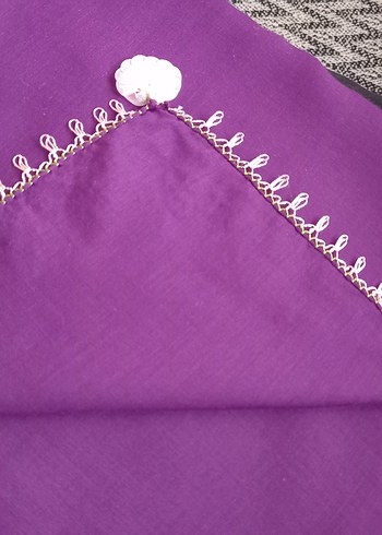 Dantel Detaylı Mor İpek Kadın Fular - Görsel 2