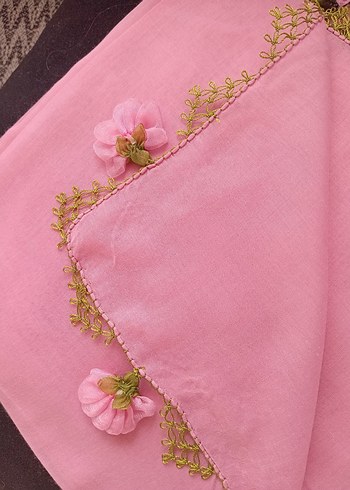 Dantel Detaylı Pembe Kadın Fular - Görsel 2