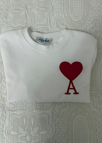 Beyaz Hamile Tişörtü Kısa Kollu Kalp Desenli - Görsel 2