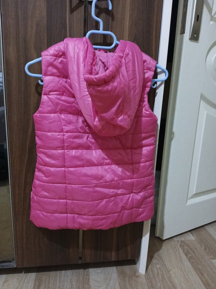 Pembe Kapitone Fermuarlı Çocuk Yelek - Görsel 5