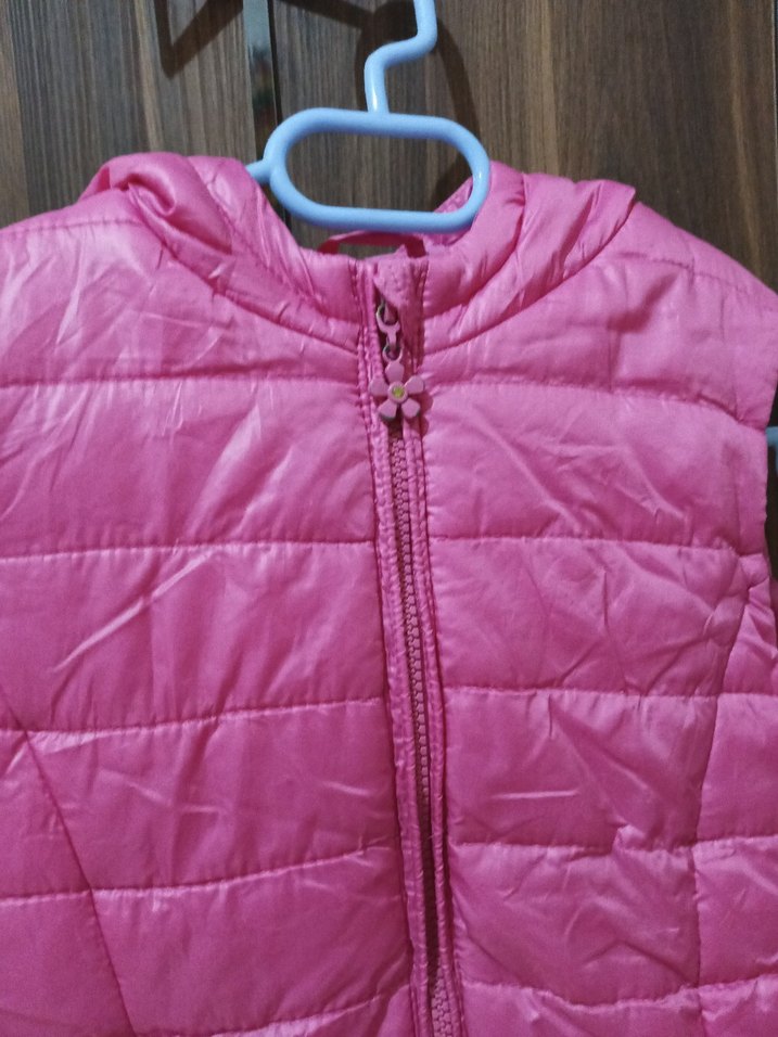 Pembe Kapitone Fermuarlı Çocuk Yelek - Görsel 3
