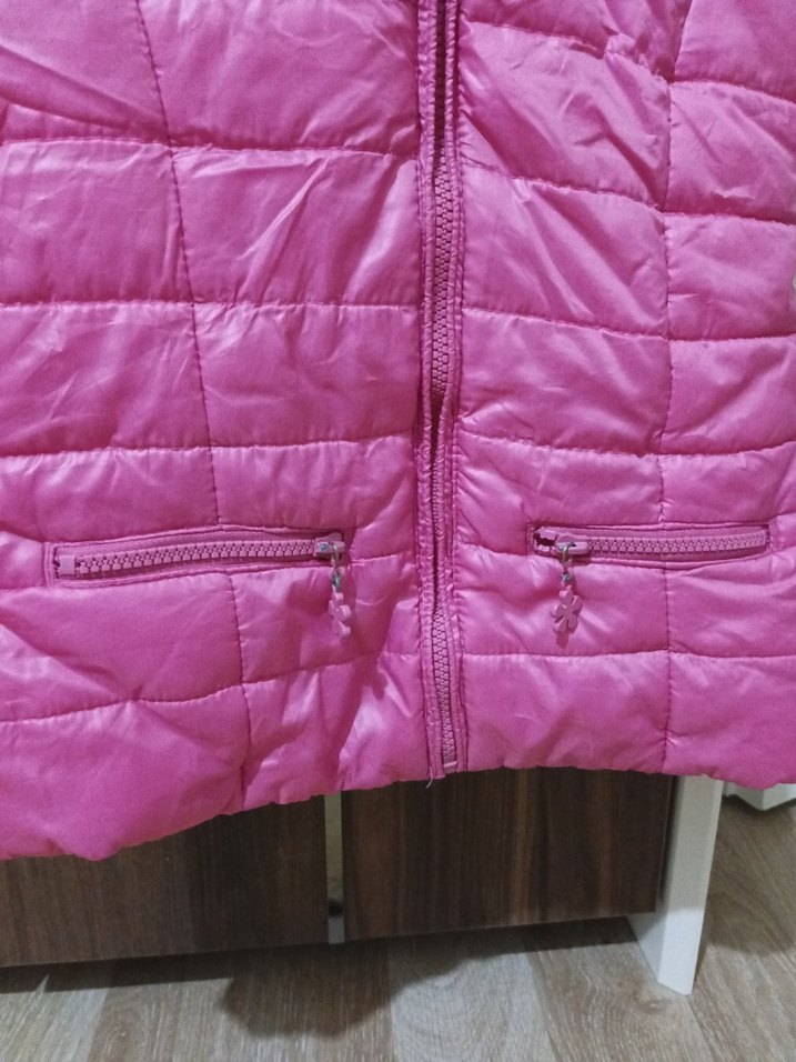 Pembe Kapitone Fermuarlı Çocuk Yelek - Görsel 4