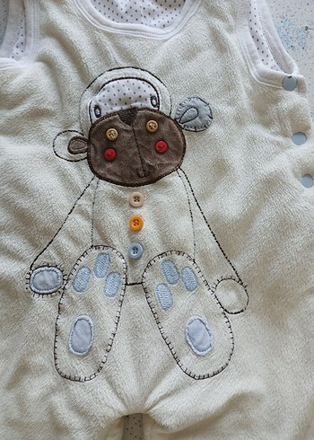 Bebek Erkek Nakışlı Beyaz Polar Tulum - Görsel 2