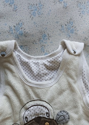Bebek Erkek Nakışlı Beyaz Polar Tulum - Görsel 3