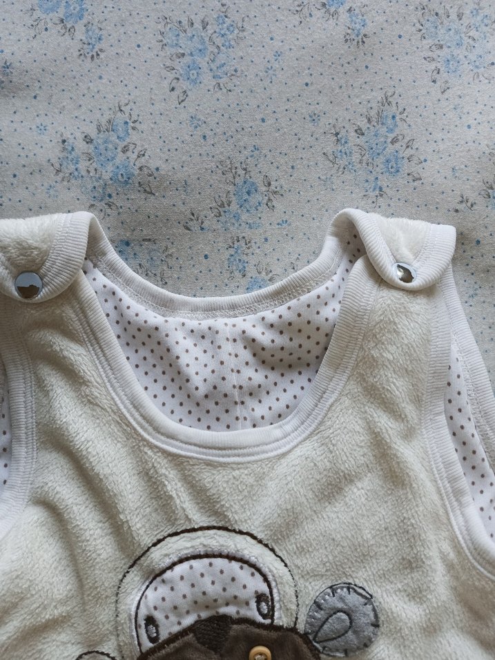 Bebek Erkek Nakışlı Beyaz Polar Tulum - Görsel 3