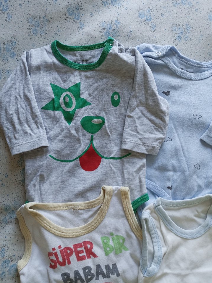 Renkli Baskılı Uzun ve Kısa Kollu Bebek Body - Görsel 2