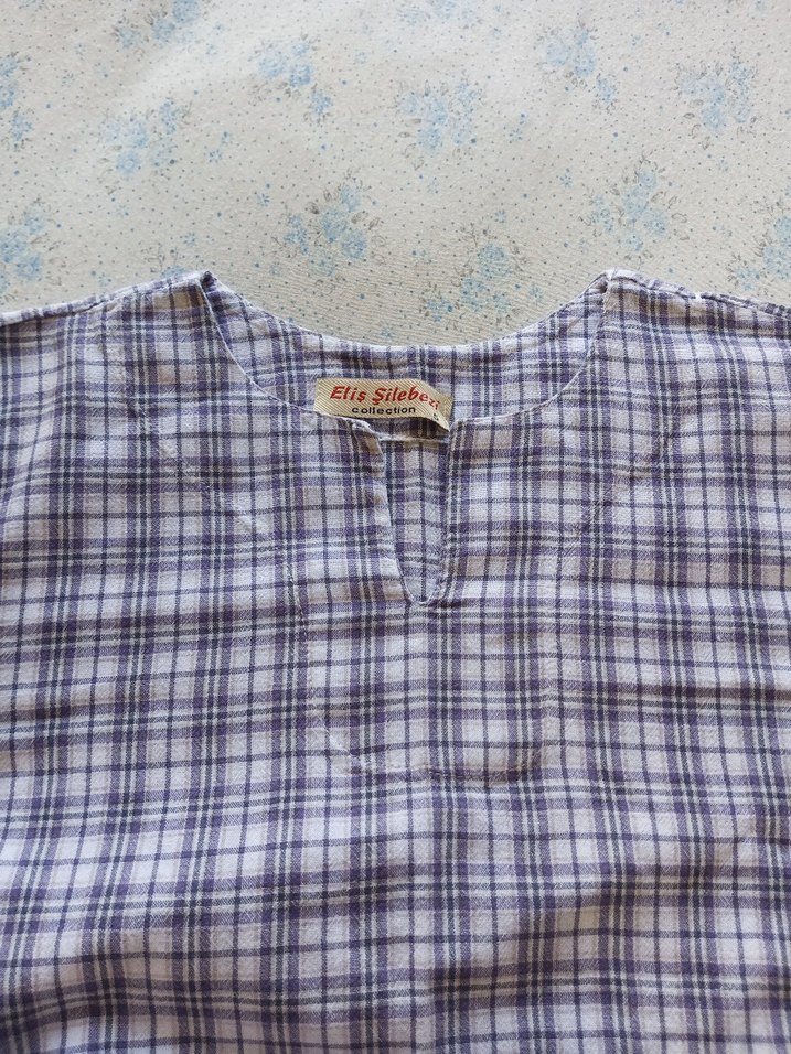 Ekoseli Kız Çocuk Kısa Kollu Pamuklu Gömlek - Görsel 2