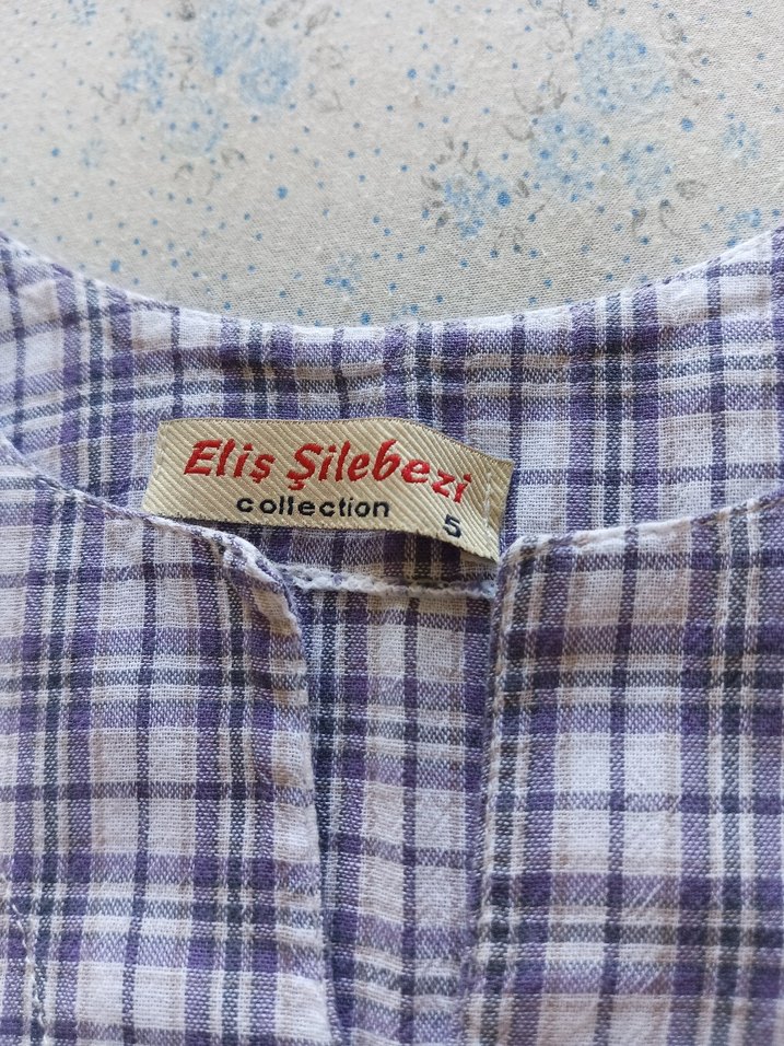 Ekoseli Kız Çocuk Kısa Kollu Pamuklu Gömlek - Görsel 3