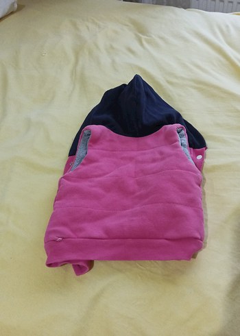 9-12 Ay Kapüşonlu Pembe Kız Çocuk Yelek - Görsel 4