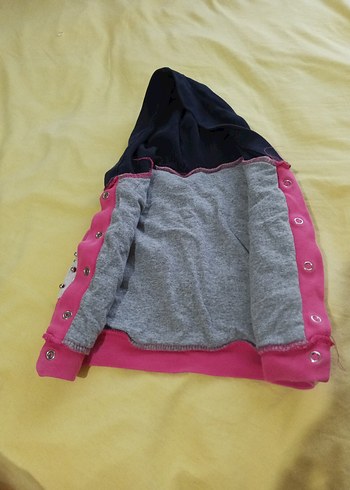 9-12 Ay Kapüşonlu Pembe Kız Çocuk Yelek - Görsel 3