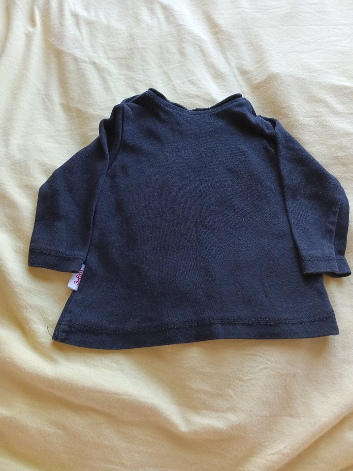 3-6 Ay Siyah Uzun Kollu Pamuklu Basic Tişört - Görsel 2