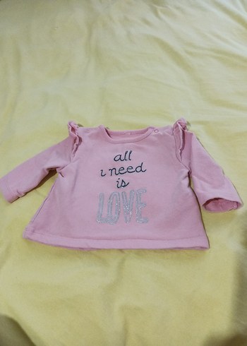 6-9 Ay Pembe Uzun Kollu Kız Tişörtü, Basic - Görsel 2