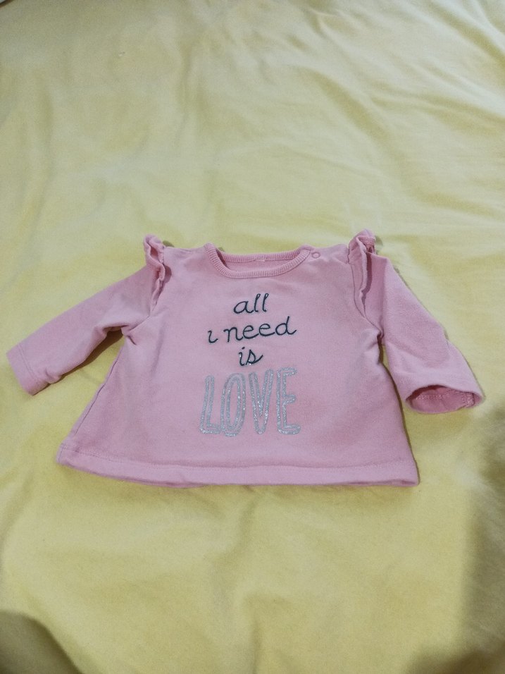 6-9 Ay Pembe Uzun Kollu Kız Tişörtü, Basic - Görsel 2