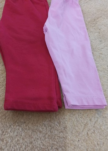 Kız Çocuk Pembe ve Kırmızı Tayt Seti - Görsel 2