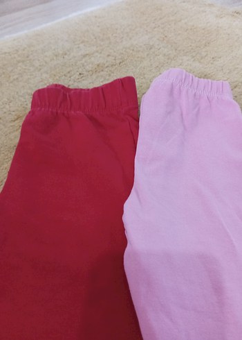 Kız Çocuk Pembe ve Kırmızı Tayt Seti - Görsel 3