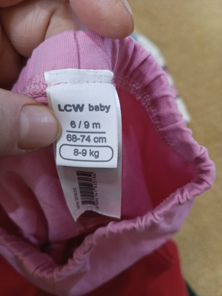 Kız Çocuk Pembe ve Kırmızı Tayt Seti - Görsel 4