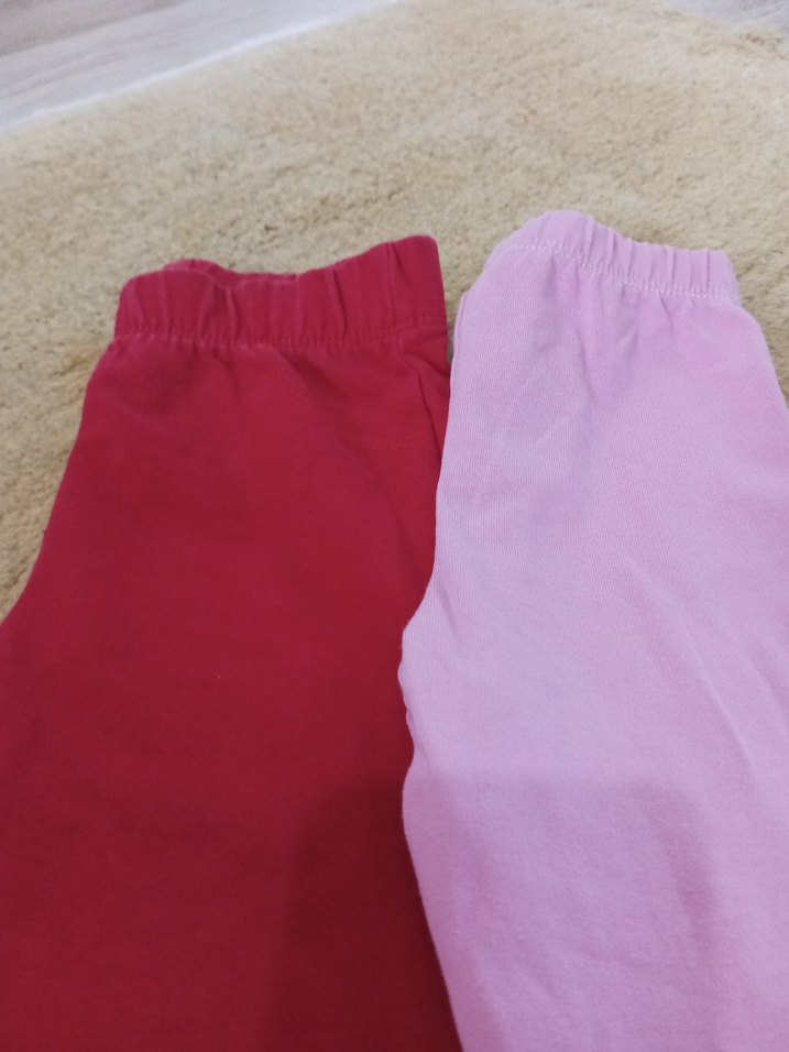 Kız Çocuk Pembe ve Kırmızı Tayt Seti - Görsel 3