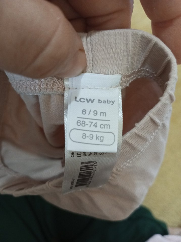 Kız Çocuk Bej ve Beyaz Pamuklu Elastik Tayt - Görsel 5