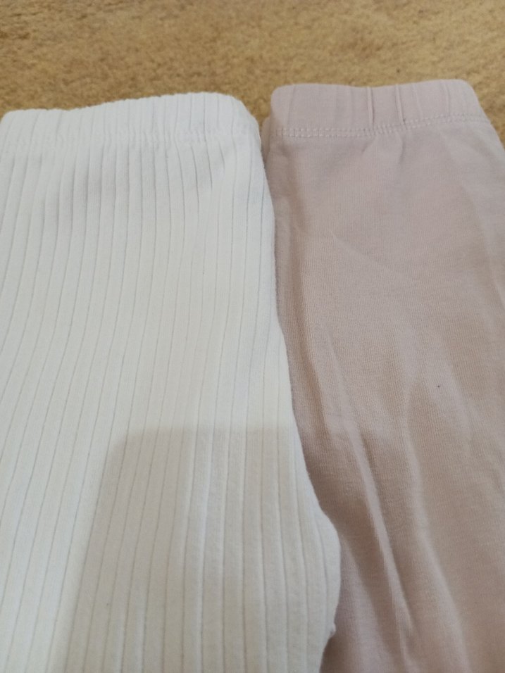 Kız Çocuk Bej ve Beyaz Pamuklu Elastik Tayt - Görsel 3