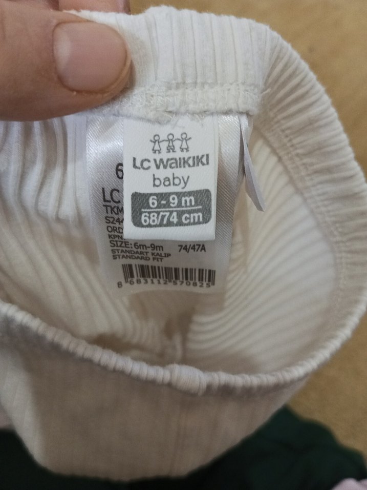 Kız Çocuk Bej ve Beyaz Pamuklu Elastik Tayt - Görsel 4