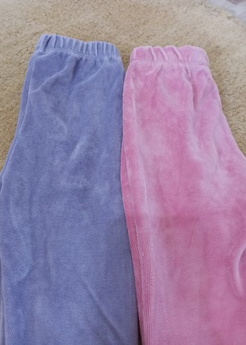 Kız Çocuk Mor ve Pembe Kadife Pijama - Görsel 2