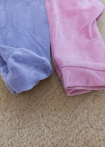 Kız Çocuk Mor ve Pembe Kadife Pijama - Görsel 3