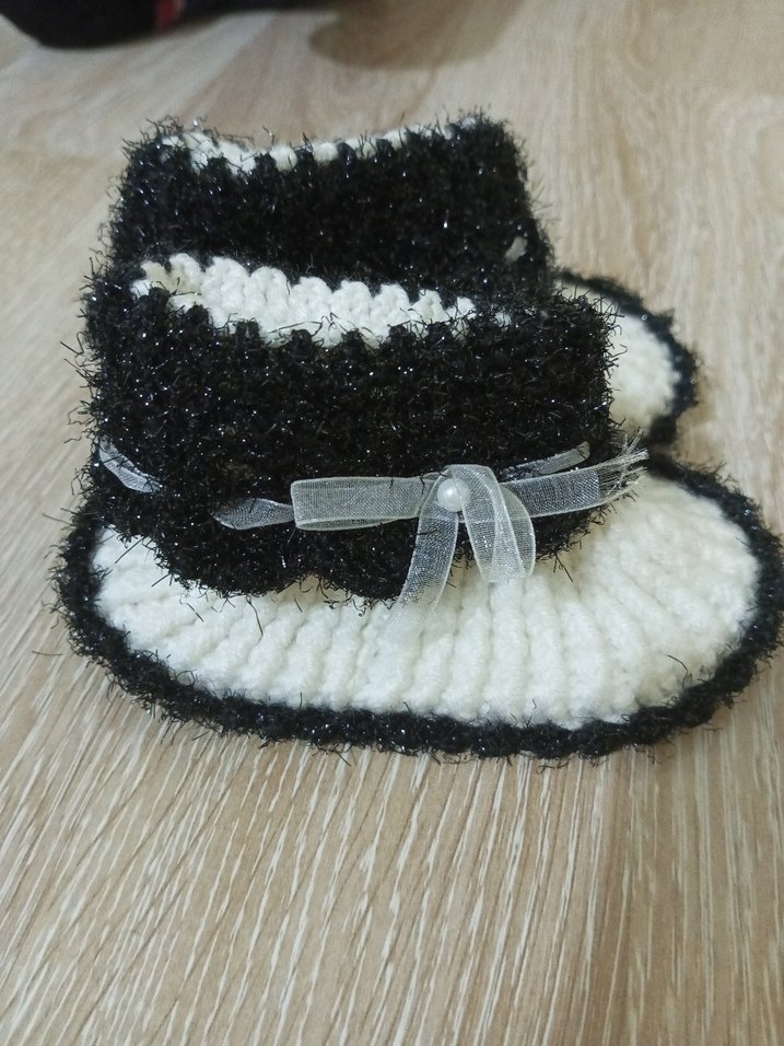 Kız Çocuk Örgü Beyaz Bot - Görsel 2