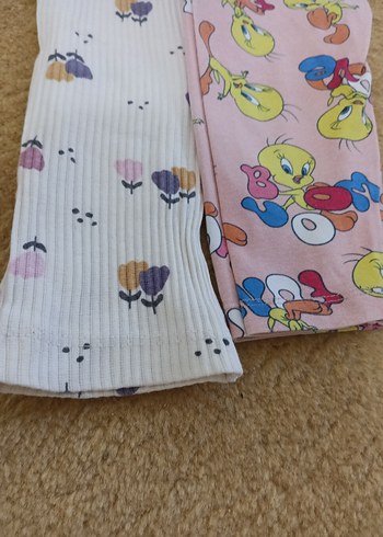 Kız Çocuk Pamuklu Desenli Tayt Seti - Görsel 3