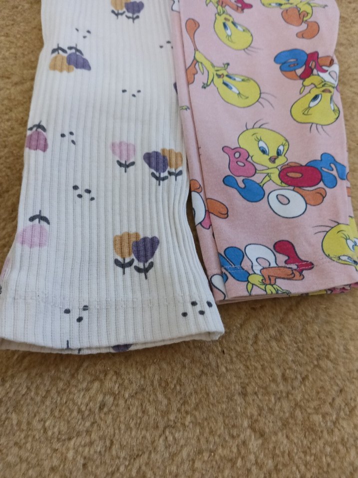 Kız Çocuk Pamuklu Desenli Tayt Seti - Görsel 3