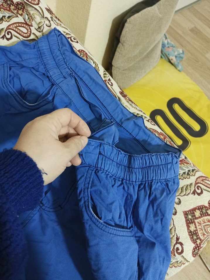 Mavi Kemerli Keten Rahat Kısa Kadın Pantolon - Görsel 5